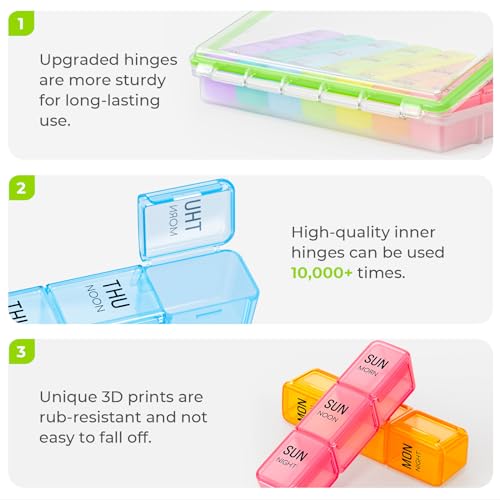 Image of AUVON Weekly Pill Organizer 3 Times a Day with Moisture-Proof Design, Large Pill Box 7 Day Easy to Use, Portable Pill Case for Travel with Double Protection, Pill Containers for Vitamins, Medications