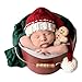 Zeroest Newborn Photography Santa Hat Newborn Christmas Photo Prop Knit Stripe Cap Infant Baby Photoshoot Elf Outfits Boy Girl (Red-02)