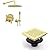 KOJOX 10" Brushed Gold Shower System Bundle: High-Pressure Rain & Handheld Showers, Mixer Set, Wall-Mounted Valve & Trim, 6" Quadrato Pattern Shower Floor Drain in SUS 304