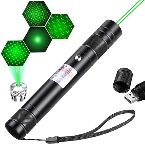 High Power Green Pointer, Adjustable Long Range Flashlight, Rechargeable Tactical Torch with Multiple Modes Ideal for Hiking, Camping, Outdoor Sports