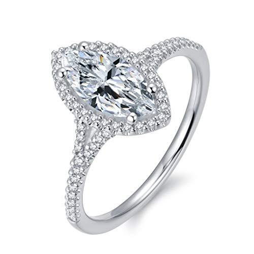 Hafeez Center Moissanite Rings 1 Carat Marquise Cut Moissanite Engagement Ring D Color Vvs Moissanite Rings (7.5) #TOP1