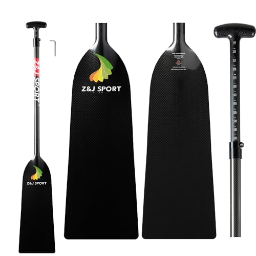 Z&J SPORT Adjustable Dragon Boat Paddle, IDBF Approved Boat Oars, Carbon Fiber Paddle Adjustable T Handle with Adjuster for Dragon Boat Paddler (110cm-132cm Adjustable) (Carbon)