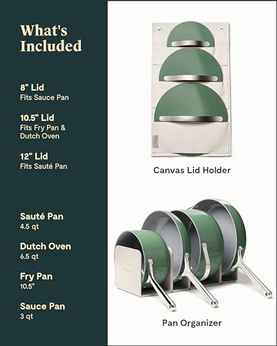 image for Caraway Nonstick Ceramic Cookware Set (12 Piece) Pots, Pans, Lids and 