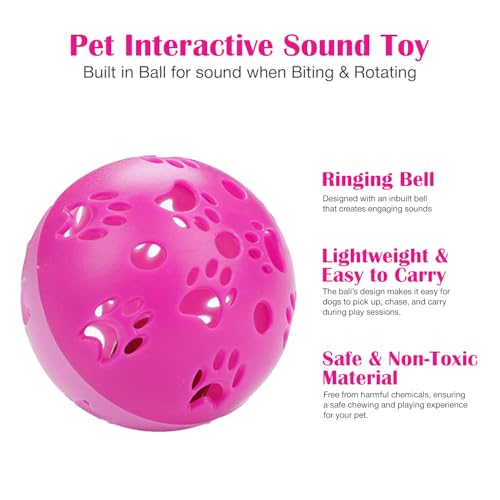 Image of Interactive Play Bell Ball for Dogs and Pets |Durable and Attractive 10 cm Ball |Playing and Attractive Bell Ball for Dogs and Puppies (Pink)