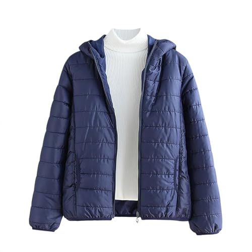 Women's Quilted Jacket Zip Up Lightweight Padded Coats Long Sleeve Hooded Outerwear with Pockets Fall Winter Clothes