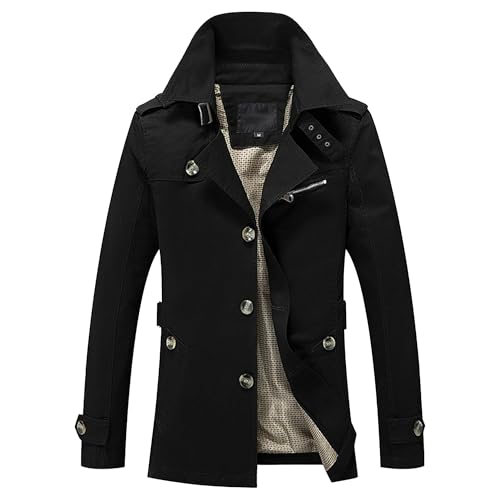 Manteau coupe-vent homme contre le vent veste coton chic noir 5XL
