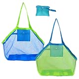 Strandtasche,2 Stück Netztasche,für Sandspielzeug Strandspielzeug Bag,Aufbewahrung Beach mit Urlaub,Faltbar Haves Must Ab Groß Pool,Rucksack Faltbare Netz-Strandtasche
