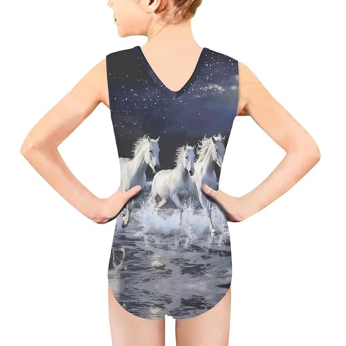 Image of Xpyiqun Swimsuits for Girls 3-14 V Neck Sleeveless Bathing Suit Summer Sport One Piece Swimwear Beach Swimming