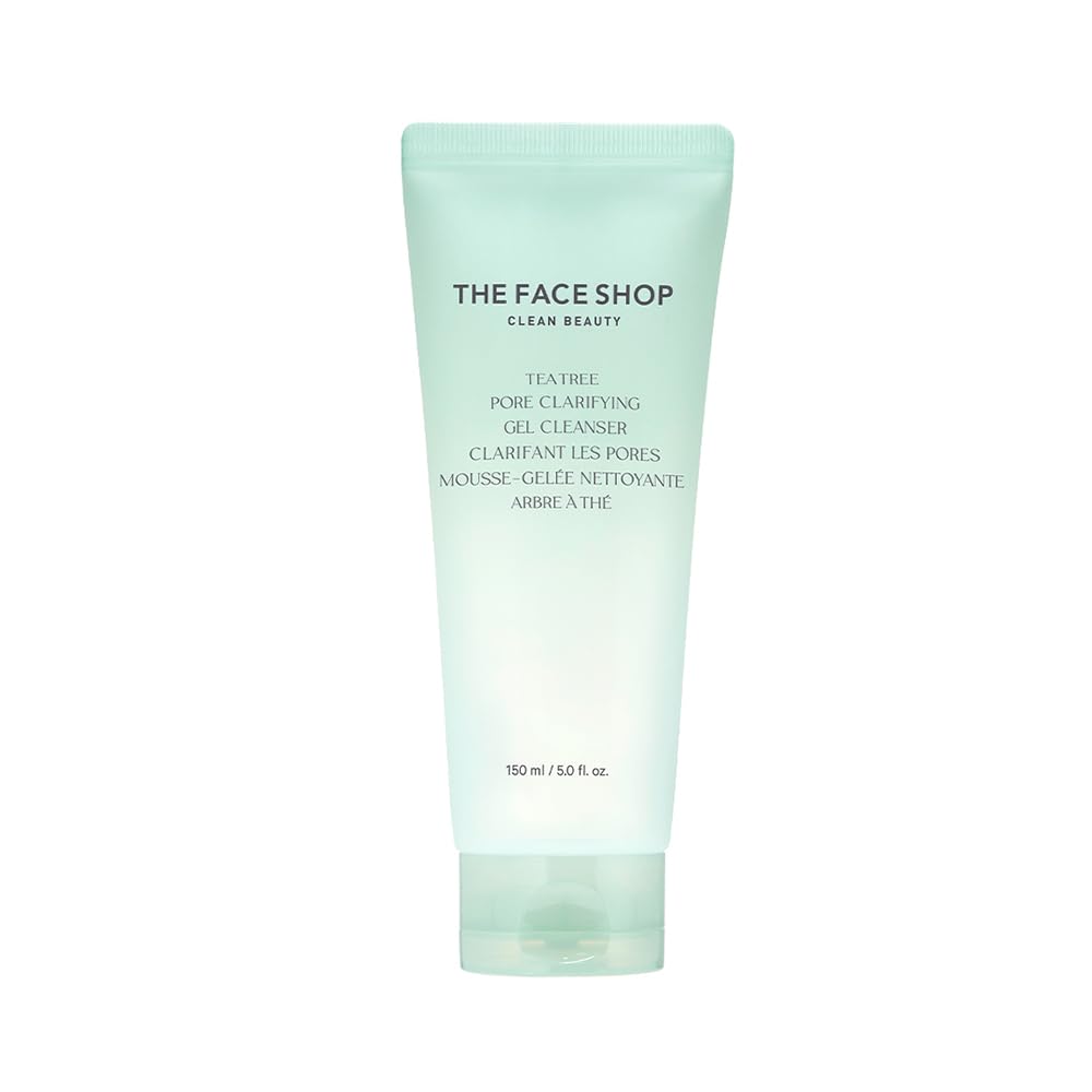 THE FACE SHOP Tea Tree Pore Clarifying Gel Cleanser | Gentle Facial Foam Cleanser for Acne-Prone Skin | Removes Excessive Sebum with Soothing Effect | 5.0 fl. Oz,K-Beauty