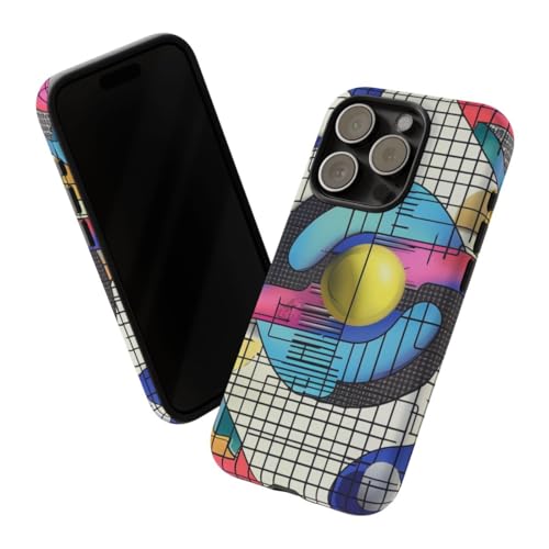 Coque rigide mate iPhone 15 Pro motif géométrique bleu - 2