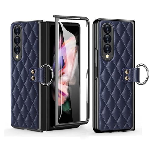 Coque rigide Galaxy Z Fold 3 4 5 bleue avec protection écran haute clarté