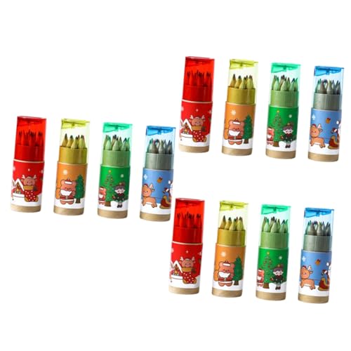 SHINEOFI 3 Series Cuberterias De Lápices Festivos Lapiz Lápices Navideños Para Cajas Lapices Solubles En Agua De Pintura Decorativa Madera 4 Cajas*3