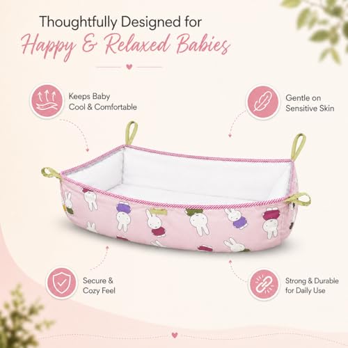 Image of Traditional Baby Khoyu /Cotton Cradle Cloth for Ghodiyu /Jhula /Palna with Astar Double Layer Support | Cloth for Cradle Stand Use Rabbit Print (Pink)