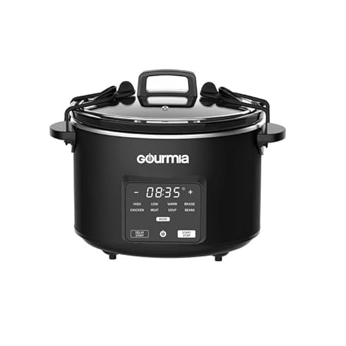 Image of Gourmias GSC517 Slow Cooker 4.5 Quart, 5 Preset Modes, Digital Display, Timer up to 24h, Auto Keep Warm, Dishwasher Safe, Serves 5 (Onyx)