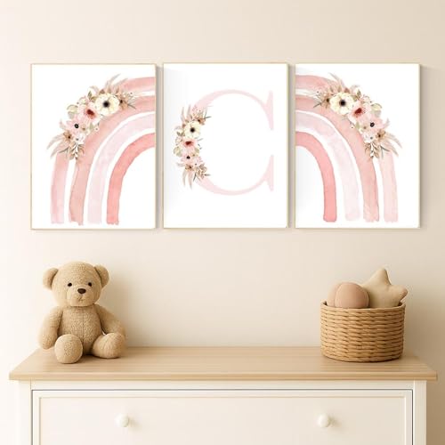 Affiches florales arc-en-ciel pour une chambre bébé fille bohème