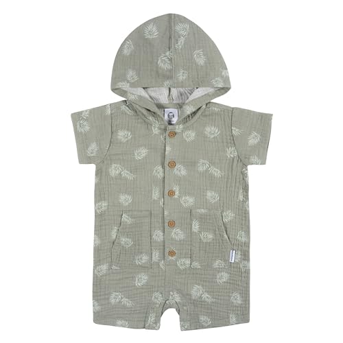 Image of Gerber baby-boys Hooded Cotton Romper