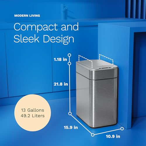Image of hOmeLabs - 13 Gallon Kitchen Trash Can Stainless Steel