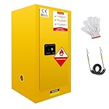 Flammable Cabinet, 18 Gallon Hazardous Storage Cabinets, Galvanized Steel Safety Storage Cabinet, Adjustable Shelf Fireproof Cabinet, for Commercial Industrial and Home Use, Yellow, 35H x 18W x 18.2D