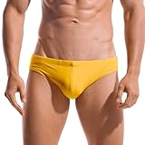AIMPACT Mens Swim Briefs Quick Dry Swimsuit Comfortable and Fit Built-in Drawstring Surfing Beach Swimwear Yellow