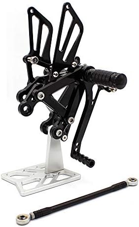 CNC ZX6R 03-04Motorcycle Adjustable Rearsets Foot Pegs Rear Set Footpeg Brake Shift Pedal Compatible with Ninja 600 ZX6R ZX636 2003 2004 Black