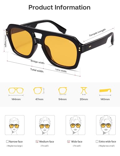 Image of SOJOS Retro Thick Polarized Aviator Sunglasses for Women Men, Large Trendy Bold Square Pilot Shades SJ2385