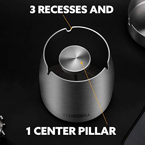 Luxebell Windasbak, asbak met deksel van roestvrij staal, binnenasbak met antislip bodem, draagbare asbak voor tuin en balkon - Image 4