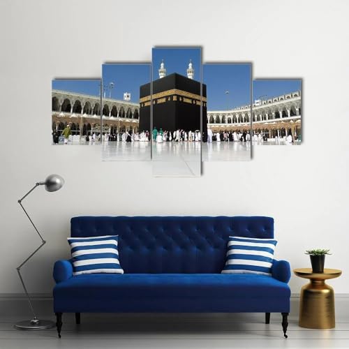 Tableau Kaaba décoration murale 5 parties : peinture salon et tableaux de cuisine
