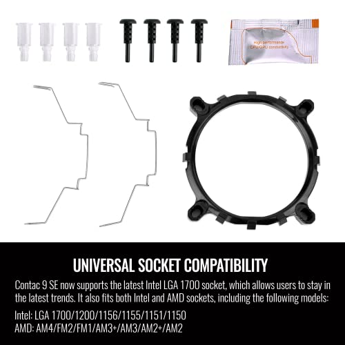 Image of Thermaltake Contac 9 SE CPU Cooler, 120W Cooling Power, 92mm PWM Fan, Support Intel LGA 1851 /1700 / AMD AM5,AM4, CL-P106-AL09WT-A, Black