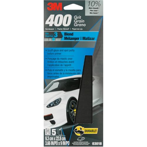 Image of 3M Wetordry Sandpaper, 03018, 400 Grit, 3 2 /3 in x 9 in, 5 Sheets Per Pack