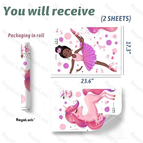 Vinilo decorativo ballet niña unicornio para pared miniatura 4