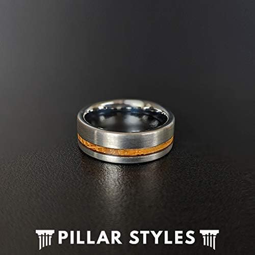 Silver Tungsten Whiskey Barrel Rings for Men Unique Wedding Band 8mm Tungsten and Wood Rings Bourbon Barrel Wooden Ring For Him