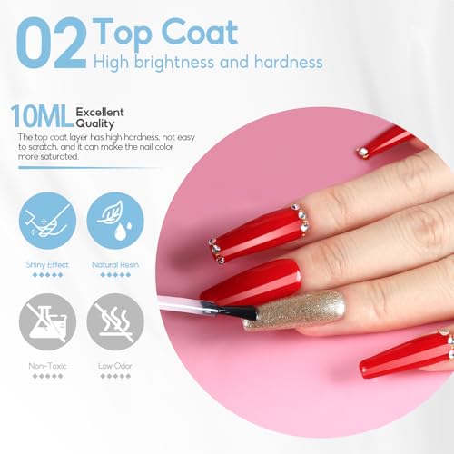 Coscelia Kit Base y Top Coat Semipermanente 2×10ml Top Coat&Base Coat UV LED Soak off Kit de Uñas Esmaltes Semipermanentes en Gel Para Kit de Manicura y Pedicura - imagen 8