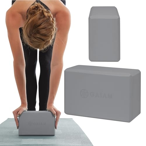 Gaiam Yoga Block - Supportive Latex-Free Eva Foam - Soft Non-Slip Surface with Beveled Edges for Yoga, Pilates, Meditation - Yoga Accessories for Stability, Balance, Deepen Stretches,One Block - Grey
