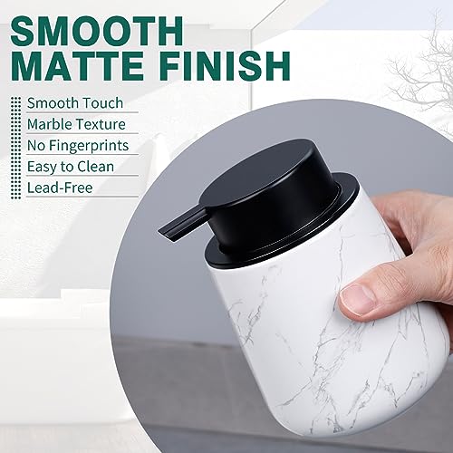 Bosilunlife Ceramic Foaming Soap Dispenser - 12 Oz Marble Foam Hand Soap Dispenser Bathroom Countertop Soap Dispensers Kitchen Dish Soap Pump Dispenser Liquid Soap Dispenser For Bathroom thumb #4