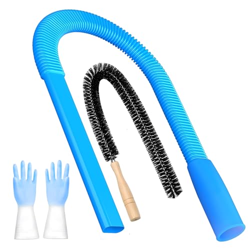3 Pieces Dryer Vent Cleaner Kit: Vacuum Hose With Brush & Gloves Fits for Vacuums Cleaner, Refrigerator Condenser Coils, and Tight Spaces Behind Appliances, Deep Cleaning Tools for Clogged Ducts