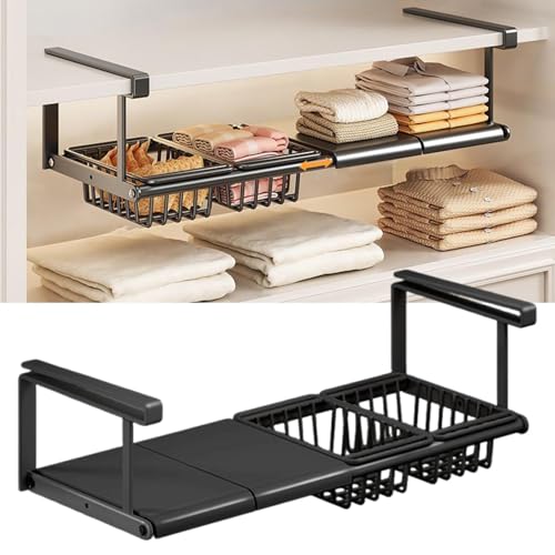 Estante extensible sin taladro ajustable para organizar gabinetes 4