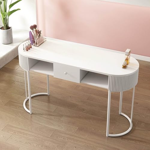 Escritorio moderno con cajones, mesa de manicura de madera y almacenamiento de 3 capas, estación de trabajo de salón de belleza y spa, equipo de artista de uñas para uso doméstico
