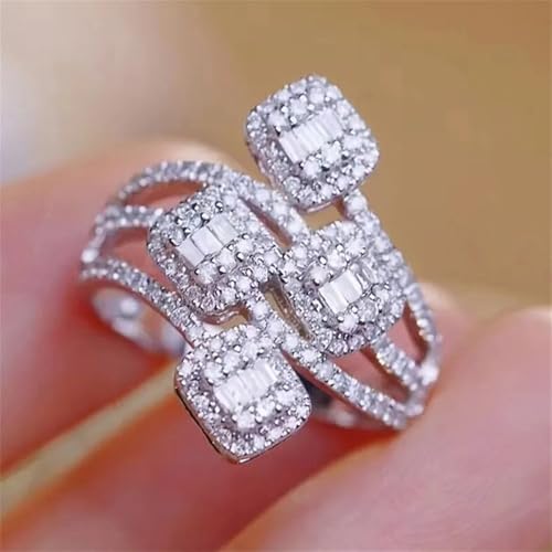 Fashion Women's Gorgeous Engagement Rings with Bright Zirconia Luxury Statement Jewelry
