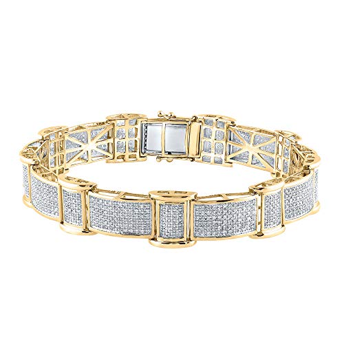 FB Jewels 10K Yellow Gold 2 5/8Ct Diamond Micro Pave Tennis Bracelet