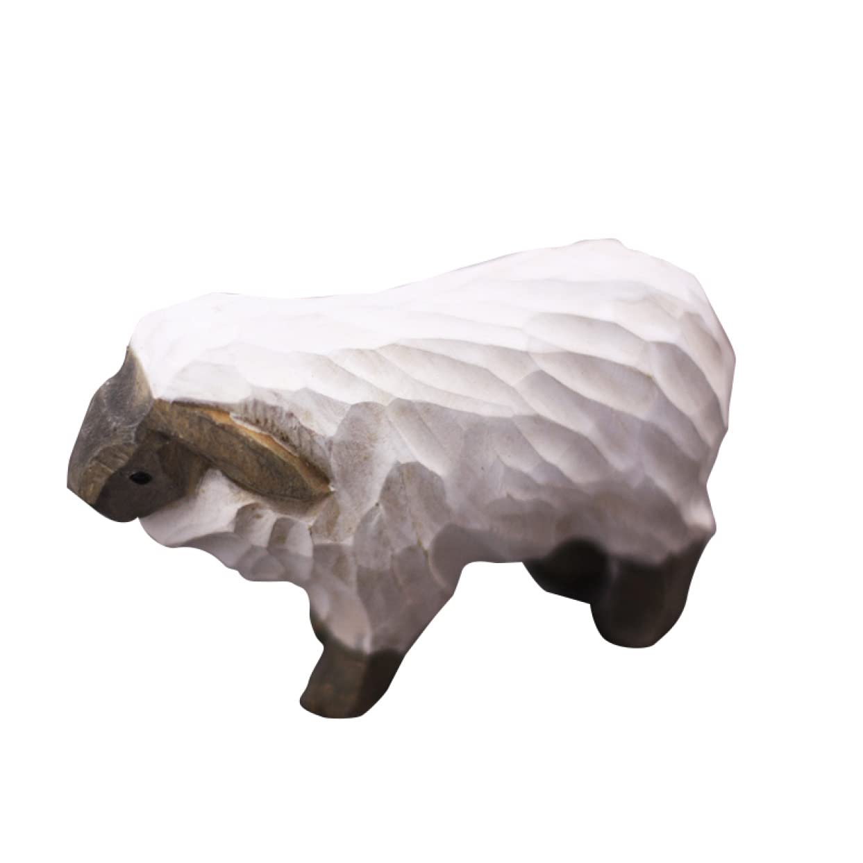 Amazon.co.jp: ヒツジの木彫り 羊の像 ひつじ 置物 シープ F  