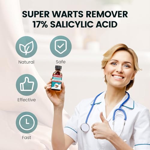 ENERIDEA Wart Remover Liquid Maximum Strength - 17% Salicylic Acid, Fast-Acting, Effective & Painless Wart Removal for Plantar, Common & Flat Warts, Most Body Warts 30ML