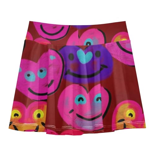 Joisal Girls' Shorts Athletic Skorts Toddlers Tennis Skirts Cute Little Girl Colorful Heart Faces Smiles 3t2
