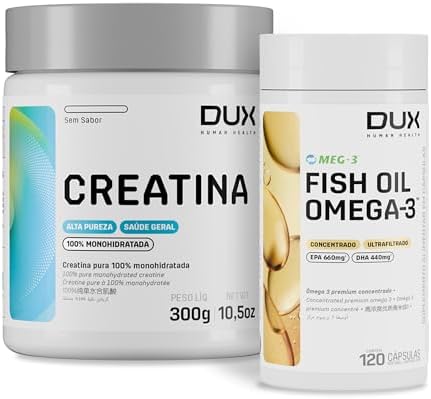 Creatina Monohidratada 300g + Fish Oil Ômega 3 Óleo de Peixe 120 ...