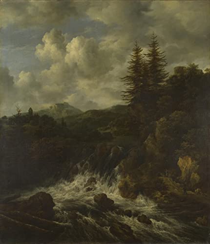 Cuadro sobre lienzo de alta fidelidad cascada y castillo de jacob van ruisdael 60x90cm