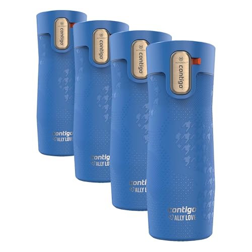 Image of Contigo x Ally Love Stainless Steel Vacuum-Insulated TravelMug with Autoseal & Easy Clean Lid,Spill-proof,Keeps Drinks cold 24 hrs & hot for 11 hrs,BPA Free,16oz.,West Loop 3.0,Stellar Jay (Pack of 4)