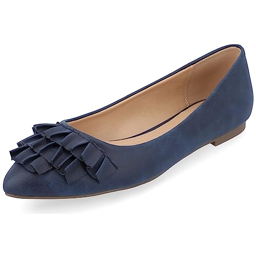 Journee Womens Judy Wide Width Slip On Pointed Toe Ballet Flats - Main Image