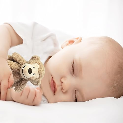 Image of Baby Light Brown Monkey Soft Stuffed Animal Security Blanket, Plush Monkey Character Lovey Blanket, Baby Shower /Nursery Gift, Newborn Infant Toddler Snuggle Blankie for Kids, 14 Inches