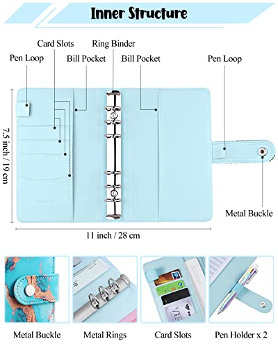 Budget Binder With Zipper Envelopes, Cash Envelopes For Budgeting, 58Pcs A6 Budget Binder Pu Leather 2023-2024 Monthly Planner With Cash Envelopes Stickers Pen, Money Organizer For Cash Savings Binder #TOP1