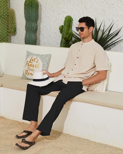 DUOLUVA Leinen Hose Männer Casual Strandhose Herren Baumwolle Yoga Hose Männer Schwarz XL