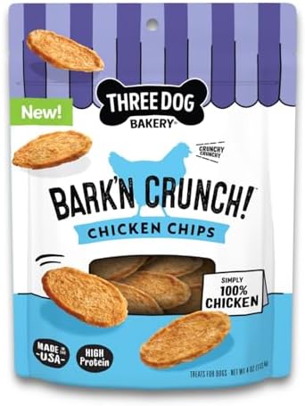 Three Dog Bakery Bark’N Crunch! Chicken Chips, Crunchy Treats for...